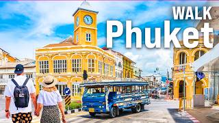 PHUKET Old Town Thailand  4K Walking Tour with Captions 4K Ultra HD60fps [upl. by Oakes]