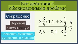 Все действия с обыкновенными дробями [upl. by Ahsets]