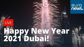 Happy New Year Dubai Dubai welcomes in 2021 with fireworks [upl. by Nnyledam411]