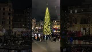 Trafalgar Square Christmas tree and market christmas london festiveseason christmasmarkets [upl. by Canter]