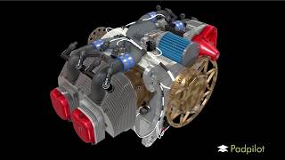 ULPower UL260i Aircraft Engine Animation [upl. by Dorina]