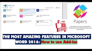 THE MOST AMAZING FEATURES IN MICROSOFT WORD 2016 How to use Add ins [upl. by Sakovich]