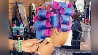 Roller Set And Color Fun On Natural Hair  How To Straighten Natural Hair Without Heat Damaged [upl. by Dyanna]