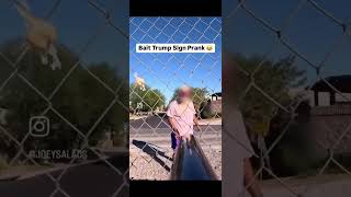 Democrats ripping off Trump signs prank trump election2024 kamala trumpsong funny uselection [upl. by Zed]