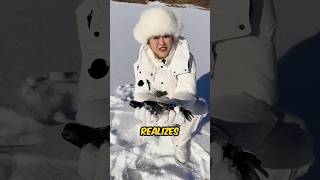 Girl Builds A Fishing Camp In The Snow shortsvideo [upl. by Iveson]