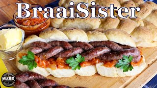 The BraaiSister Recipe  Koeksister style Boereworsroll  Bread recipes  Braai relish recipe [upl. by Matless]