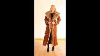 Finest Full Length Hooded Toscana Sheepskin Coat in Tan  Luna [upl. by Atteuqehs]