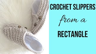 Easy Crochet Slippers from a Rectangle [upl. by Annig98]