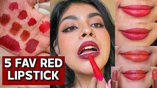 Top 5 Favourite Red Lipstick Shades💄✨ Best Affordable Red Lipsticks Top 5 Best Red Lipstick Shades [upl. by Asenev]