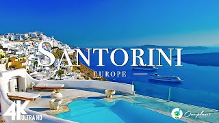 Santorini 4K  Soothing Music With Stunning Beautiful Nature For Stress Relief 4K Video Ultra [upl. by Wash]