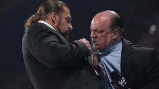 Triple H punches Paul Heyman Raw June 18 2012 [upl. by Travis]