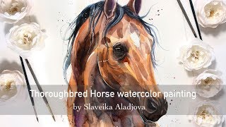 Thoroughbred Horse watercolor painting by Slaveika Aladjova [upl. by Auqenahc597]