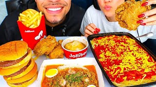 ASMR JOLLIBEE MUKBANG 먹방 MOST POPULAR FOOD FRIED CHICKEN JOY SPAGHETTI BURGERS ASIAN FILIPINO WIFE [upl. by Sion]