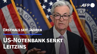 USNotenbank senkt Leitzins um 05 Prozentpunkte  AFP [upl. by Harwin]