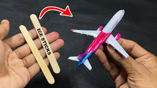 Making an aeroplane model from ice sticks  Airbus A321 Wizz Air [upl. by Ariay]