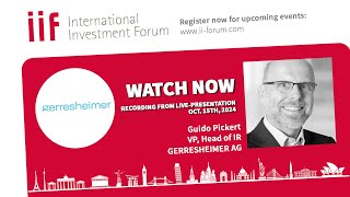 12 IIF  Gerresheimer AG Head of Investor Relations Guido Pickert [upl. by Stoddart]