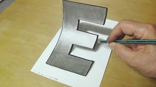 How To Draw 3d Letter E  Easy Trick Art Drawing [upl. by Naitsirhc]