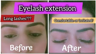 Eyelashes extensions client review  lash beauty  how to get longer lashes  salon at home [upl. by Diandra]