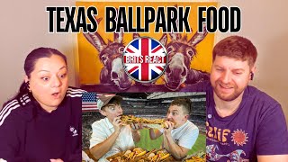 BRITS REACT  Brits Try Texas Ballpark Food  BLIND REACTION [upl. by Ybroc]