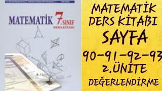 7SINIF MATEMATİK MEB YAYINLARI SAYFA 90919293  2ÜNİTE DEĞERLENDİRME  MATEMATİK DERS KİTABI [upl. by Attiuqal757]