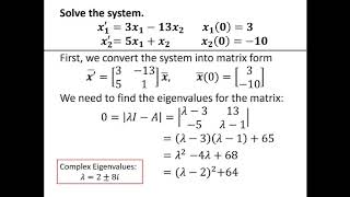 Solving Systems of Differential Equations that Involve Complex Eigenvalues [upl. by Demah154]