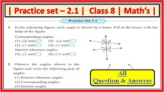 Practice set 21 class 8  Maths  Chapter 2 parallel lines and transversal std 8 Maharashtra Board [upl. by Ful]