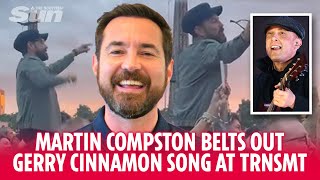 Martin Compston belts out Gerry Cinnamon song from pal’s shoulders during TRNSMT [upl. by Gillan]