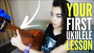 Your FIRST Ukulele Lesson Ukulele Beginner Lesson By A Music Teacher [upl. by Llessur649]