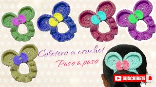 como tejer COLETERO A CROCHET paso a paso  how to crochet for beginners  laço de cabelo crochet [upl. by Bridwell]