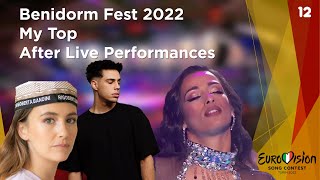 Benidorm Fest 2022  My Top After Live Performances Ratings [upl. by Doi]