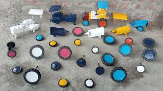 Diy Model Yellow Colour Tractor Tyres fitting and moving tractor video [upl. by Ailuj194]