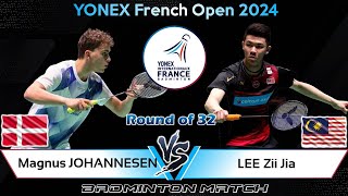 Magnus JOHANNESEN DEN vs LEE Zii Jia MAS  French Open 2024 Badminton  R32 [upl. by Nnylyt]