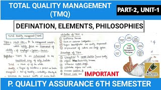 Total Quality Management  Elements Philosophies  Part2Unit1  P Quality Assurance 6th Sem [upl. by Ahsin]