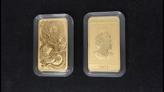 Perth Mint 2021 Gold Rectangular Dragon  Intricate Design [upl. by Gnilrets]