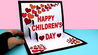 Childrens day card  Handmade Greeting cards Happy Childrens day paper craft  Childrens day card [upl. by Aileahcim]