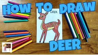 How to draw🖌️a DEER easy for kids☺️step by stepcoloring and painting🎨 Arttutorialsforkids☺️ [upl. by Docila383]