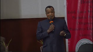 LE PRESIDENT DENIS SASSOUNGUESSO PARLE AU SYMPOSIUM EDITH LUCIE BONGO ONDIMBA [upl. by Lock698]