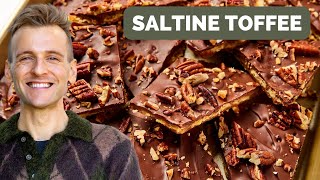 Easy Saltine Toffee  A delicious chocolate and caramel candy for the holidays [upl. by Secnarf234]