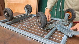 Great idea on how to make an effective shopping cart by a smart craftsman  DIY metal trailer [upl. by Auoz773]