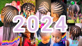 💯🔥2024 Best Ideas For Little Girls Cornrows Braids Hairstyles  Cute Kids Hairstyles with Beads👍🎄 [upl. by Ednutey]