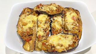 AUBERGINES AU FOUR FARCIES À LA VIANDE HACHÉE ET AU FROMAGE 🍆 [upl. by Ydieh78]