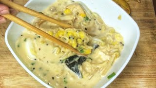 Creamy Vegetarian Ramen • Easy Garlic Broth Lockdown Ramen [upl. by Ynoble756]