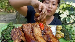 Smoked pork with axone and different varieties of vegetables northeast naga mukbang [upl. by Ddej334]