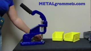 How to attach grommets using the ClipsShop CSTEP2 hand press [upl. by Minnnie]