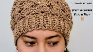 GORRO A CROCHET tejido paso a paso para mujer [upl. by Frederik]