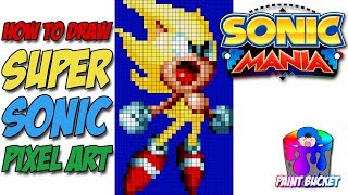 How to Draw Super Sonic the Hedgehog  Sonic Mania Pixel Art Drawing Tutorial [upl. by Yaresed]