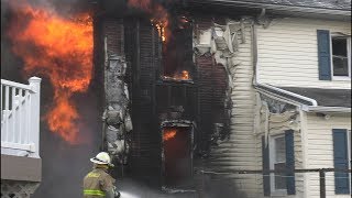 Arrival Video Firefighters battle this fully involved house fire [upl. by Sofia140]