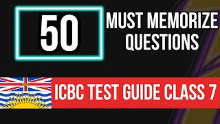 ICBC Knowledge Test Guide Class 7 British Columbia 50 Must Memorize Questions 1 [upl. by Ellerrehs46]