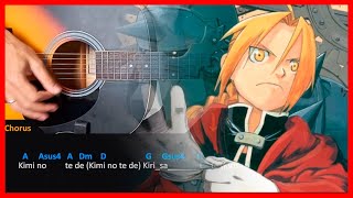 Fullmetal Alchemist OP  Melissa  Acoustic Guitar Lesson Tutorial  TAB  CHORDS [upl. by Ylil]