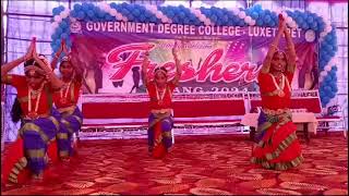 government degree college luxettipetfreshers day entry song presentation by students [upl. by Land]